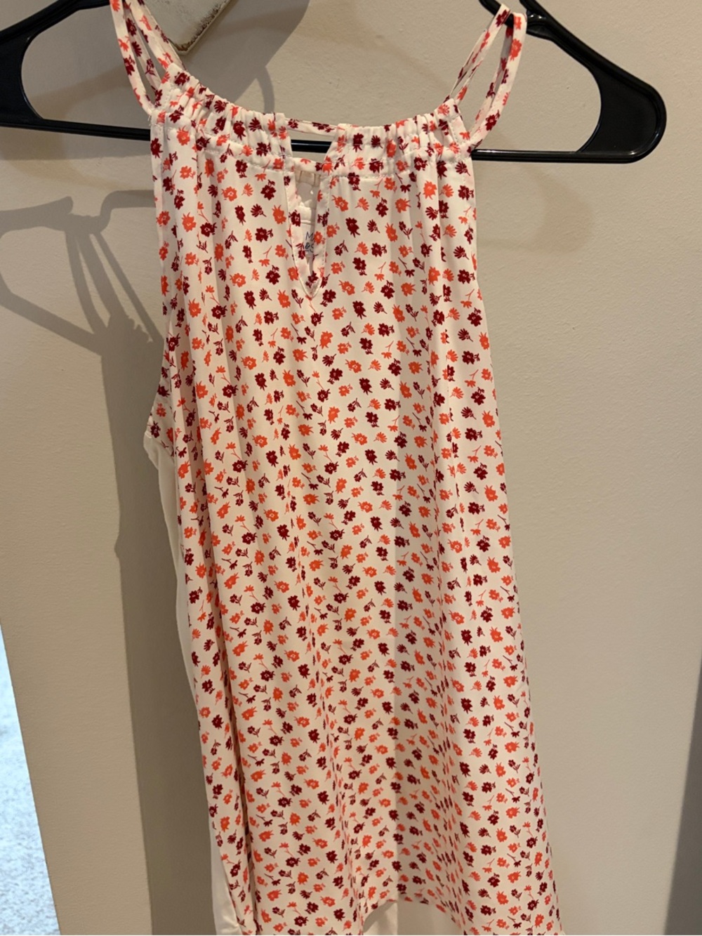 Market & Spruce Cream Halter Camisole with Red Floral Print